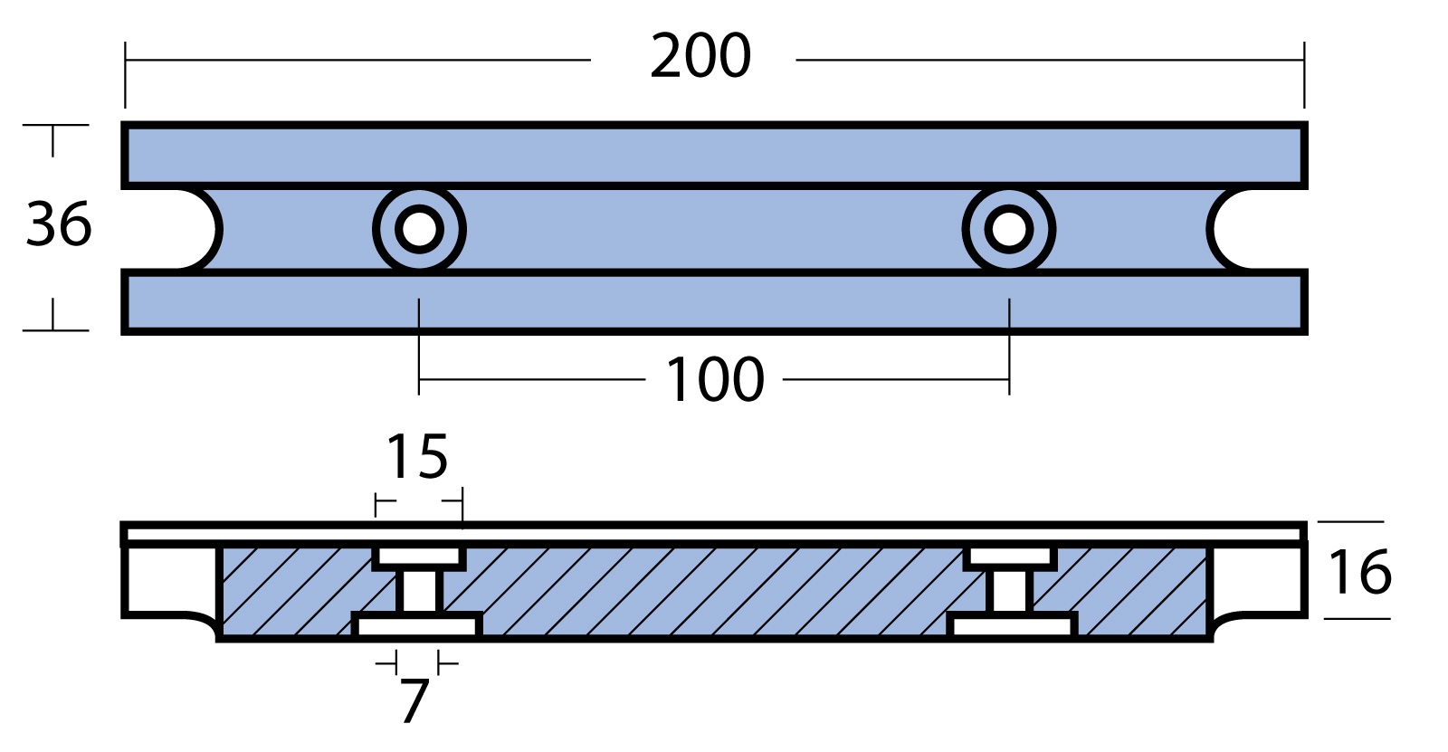Plattenanode Alu 203x36x16mm für Yamaha 40-100PS (1990-1999) Motorhalter Plattenanode Alu 203x36x16mm für Yamaha 40-100PS (1990-1999) Motorhalter