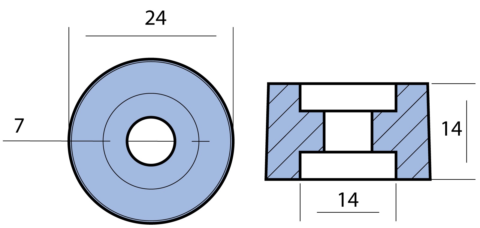 Knopfanode Alu 24x14mm für Wassereinlass von Honda BF 75-130PS Knopfanode Alu 24x14mm für Wassereinlass von Honda BF 75-130PS
