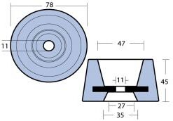 Wellenanode konisch Zink ca. 1000g Ø78mm Wellenanode konisch Zink ca. 1000g Ø78mm