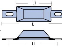 Rumpfanode zum Anschr., rechteckig Zn 127x62x28mm + Laschen Rumpfanode zum Anschr., rechteckig Zn 127x62x28mm + Laschen