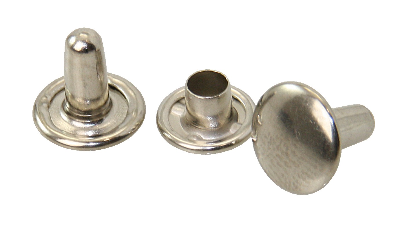 Hohlniete mit Oberteil Messing vernickelt VP=100St Hohlniete mit Oberteil Messing vernickelt VP=100St
