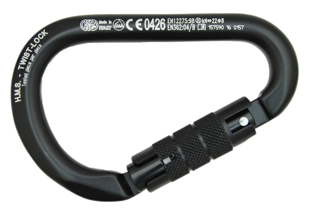 Alu-Karabiner HMS TWIST LOCK grau/weiß/azur Alu-Karabiner HMS TWIST LOCK grau/weiß/azur