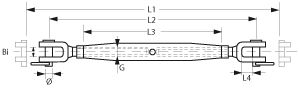 Wantenspanner M6 Gabel/Gabel EXTRA WEIT Bolzen 6mm Wantenspanner M6 Gabel/Gabel EXTRA WEIT Bolzen 6mm