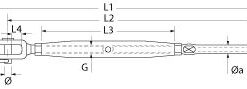 Wantenspanner M20 Gabel/Terminal 10mm Ø Bolz. 19mm Wantenspanner M20 Gabel/Terminal 10mm Ø Bolz. 19mm