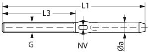 Gewindeterminal M5 links 2.5mmØ AISI316 Gewindeterminal M5 links 2.5mmØ AISI316
