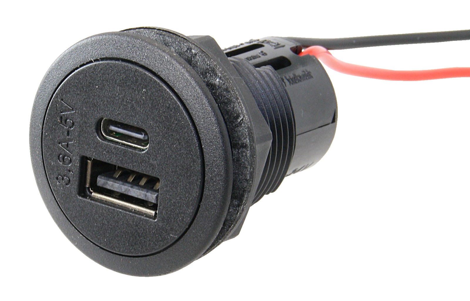 PRO CAR USB-C/A Einbau-Steckdose, rund 12/24V 3,6A 36mm mit LED SB-Pack PRO CAR USB-C/A Einbau-Steckdose, rund 12/24V 3,6A 36mm mit LED SB-Pack