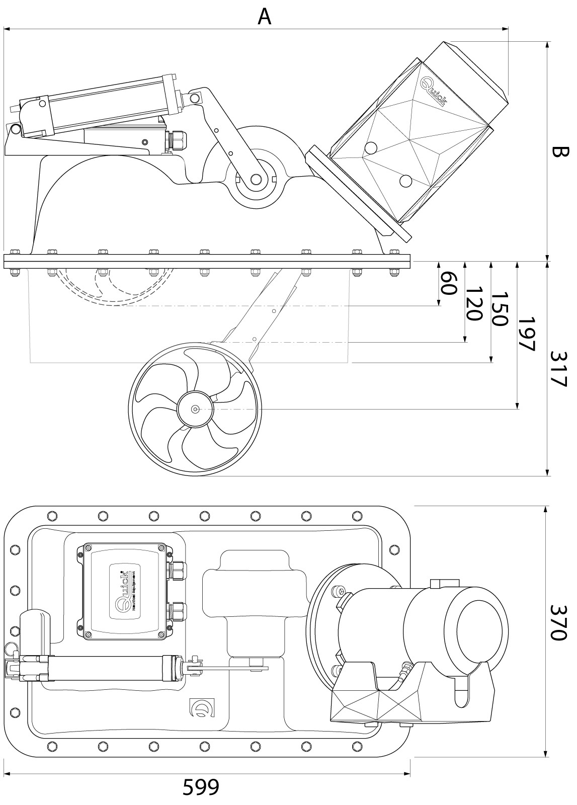 Bugschraube auskl. 4.3kw 12v 85kp Schub Bugschraube auskl. 4.3kw 12v 85kp Schub