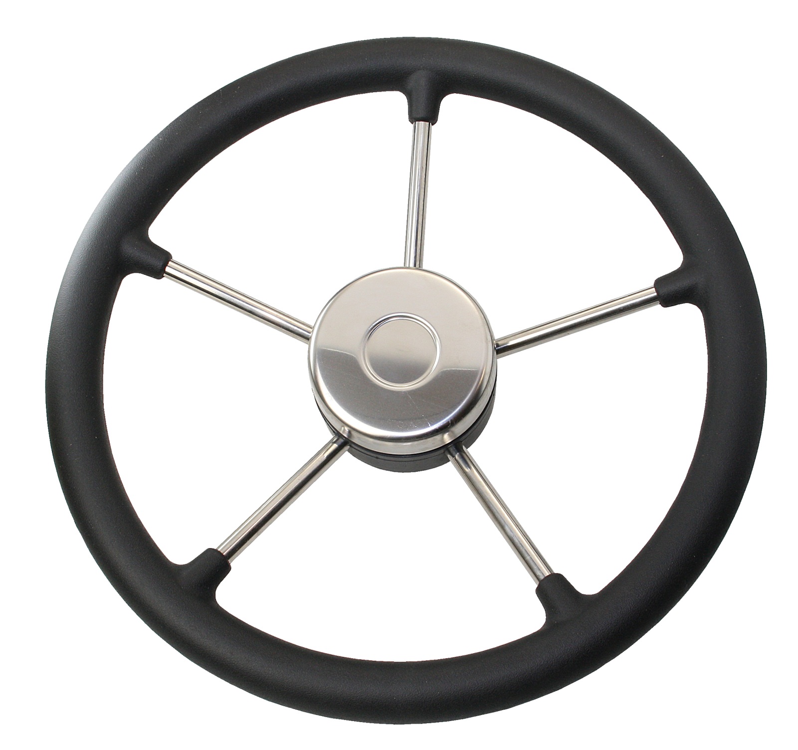 RIVIERA Steuerrad VR02 Edelstahl/Leder 350mm, schwarz mit roten Nähten RIVIERA Steuerrad VR02 Edelstahl/Leder 350mm, schwarz mit roten Nähten