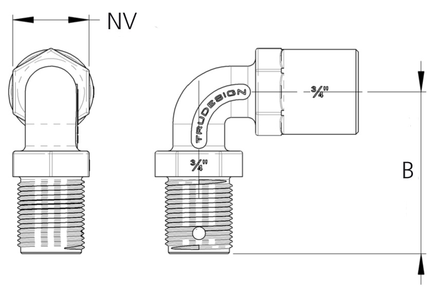 TD-90° Winkel Innen/Außengewinde 3/4" unverpackt TD-90° Winkel Innen/Außengewinde 3/4" unverpackt