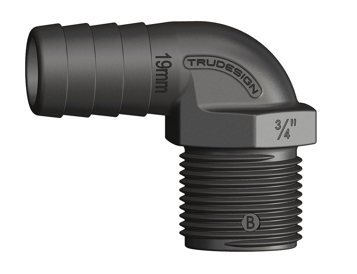 TD-Schlauchanschluss schwarz 90° 38mm 1 1/4"unverp TD-Schlauchanschluss schwarz 90° 38mm 1 1/4"unverp
