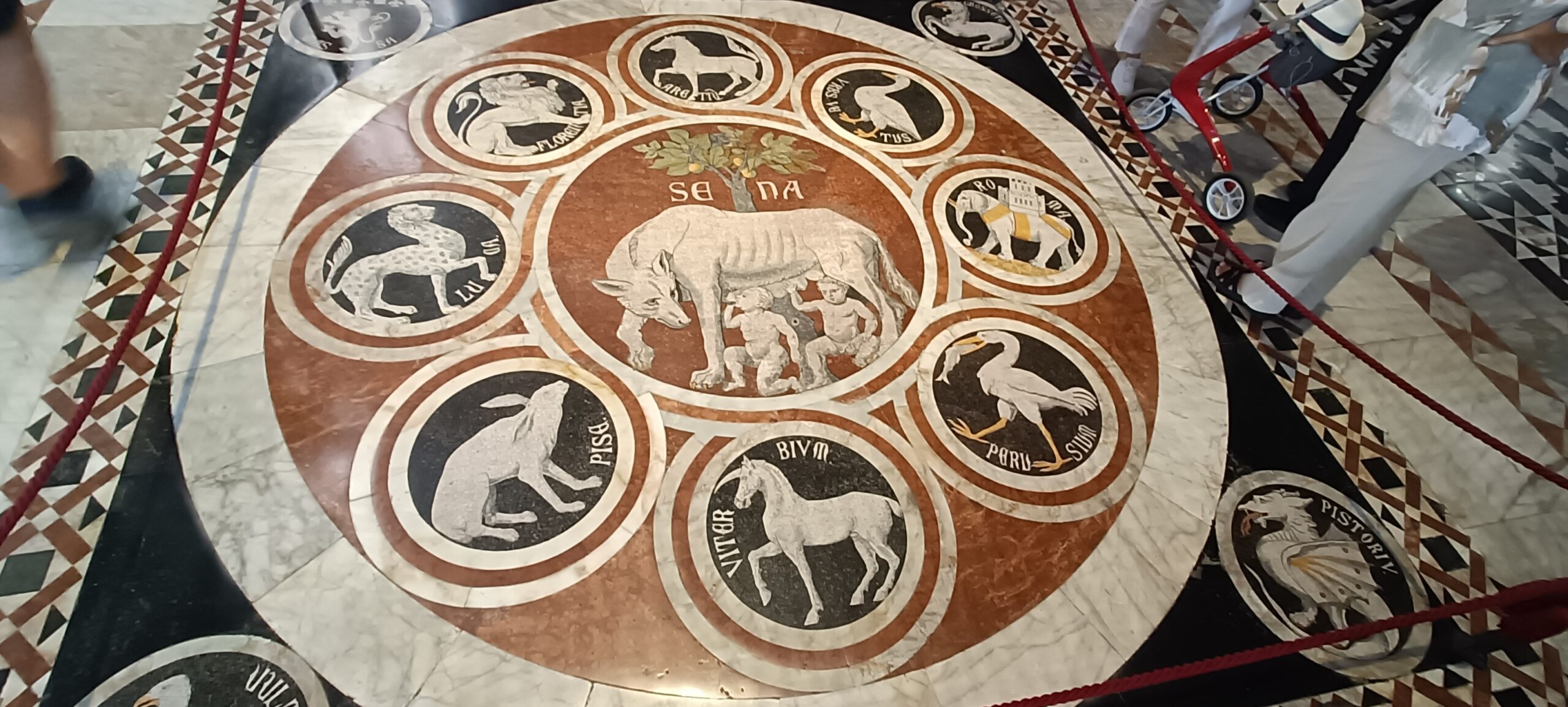 Siena mit dem Wohnmobil – unser zweiter großer Stopp und Gedanken über Freiheit Marmoreinlagen mit Figuren und Tiermotiven im Dom von Siena